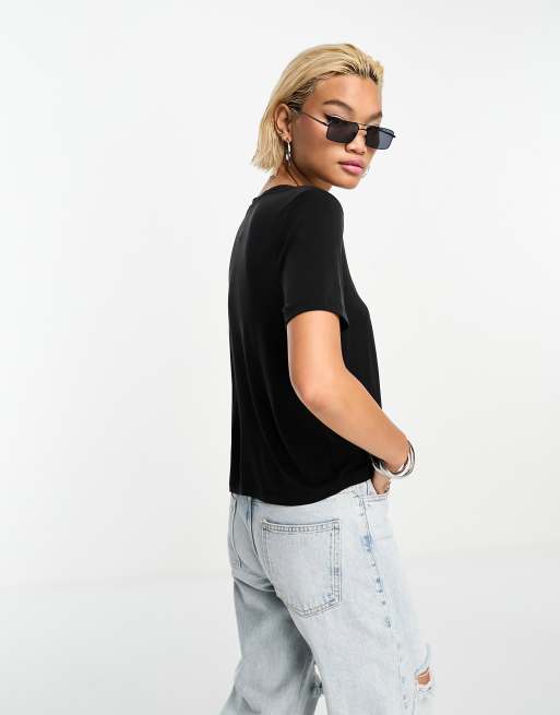 Object - Premium - T-shirt van gladde stof in zwart, 3 van 4