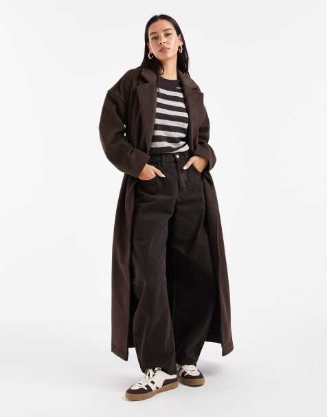 Object premium wool blend formal maxi coat in chocolate brown - view 1