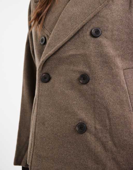 Object premium wool mix tailored short jacket in brown, 2 of 4