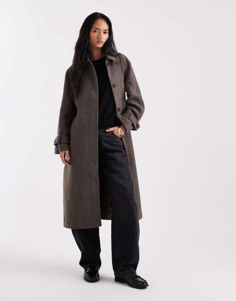 Object premium wool mix tailored trench coat in taupe - view 1