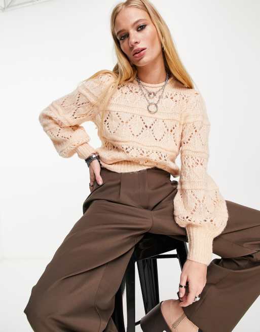 Object – Pullover mit Stichmuster und voluminösen Ärmeln