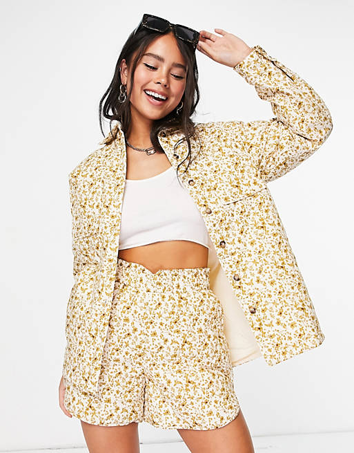 Object quilted jacket co-ord in ditsy print