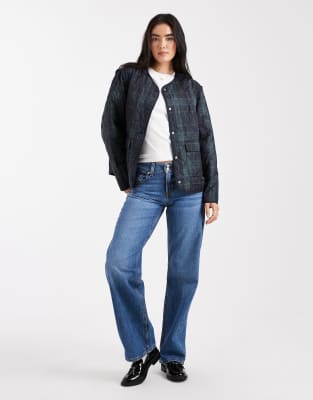 Object Quilted Plaid Jacket In Blue