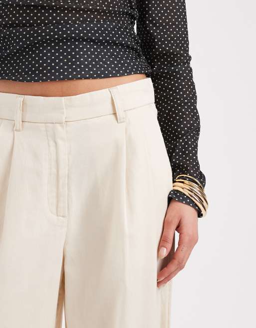 Object - Råhvide bukser med brede ben og plisseringer, 5 af 5