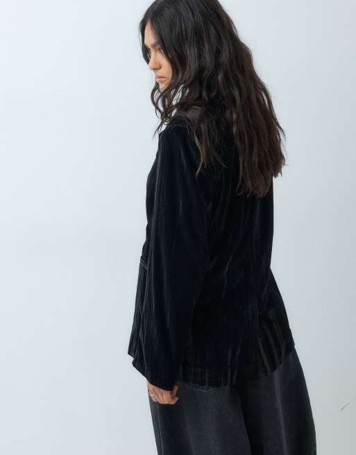 Object re-waisted soft touch blazer in black, 5 of 5