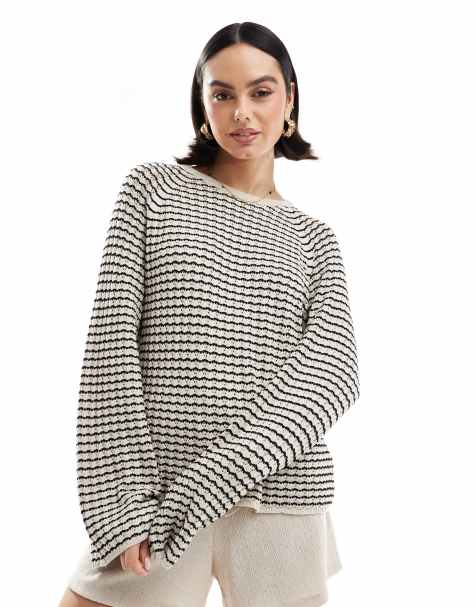 Object relaxed sweater with wide sleeves in monochrome - view 1