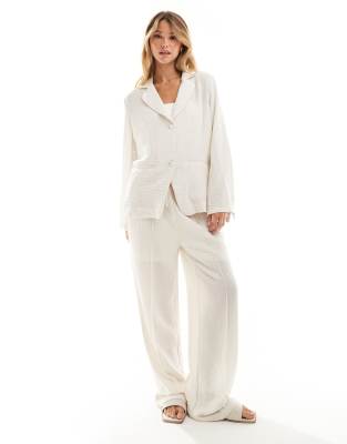 Object Object relaxed textured blazer co-ord in off white