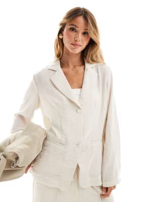 Object Relaxed Textured Blazer In White