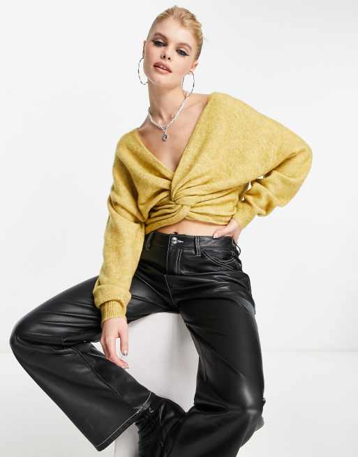 Object reversible sweater with knot detail in yellow