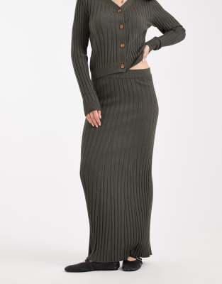 Object Rib Knit Maxi Skirt In Gray
