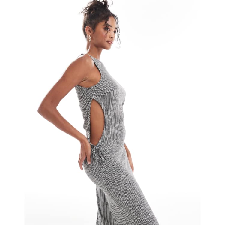 S oneshoulder shirt knit dress グレー MAMA Knit Dress - Dark gray melange - Ladies | H&M US