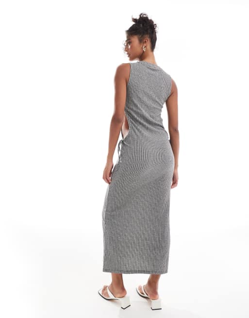 Object ribbed jersey midi dress in gray melange | ASOS