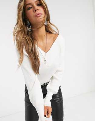 cream ribbed jumper