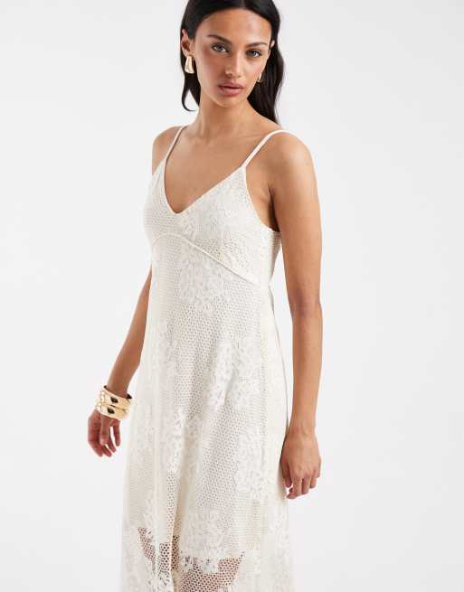 Object - Robe caraco mi-longue en dentelle - Crème, 2 de 4
