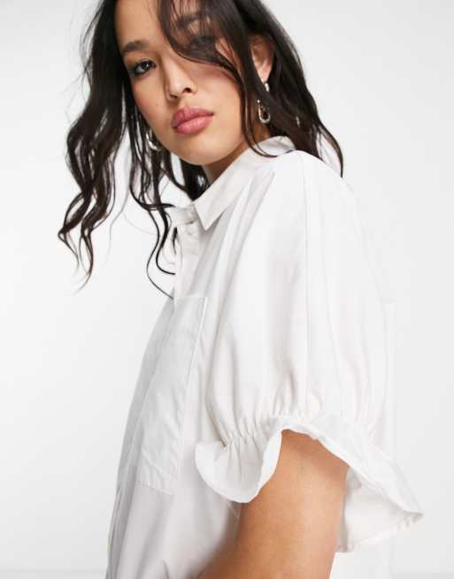 Object - Robe chemise à volants sur les manches - Blanc, 2 de 4