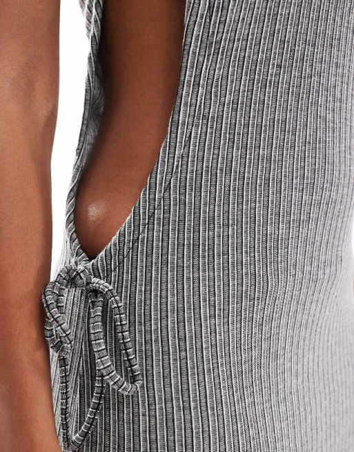 Object - Robe mi-longue en jersey côtelé - Gris chiné, 3 de 4
