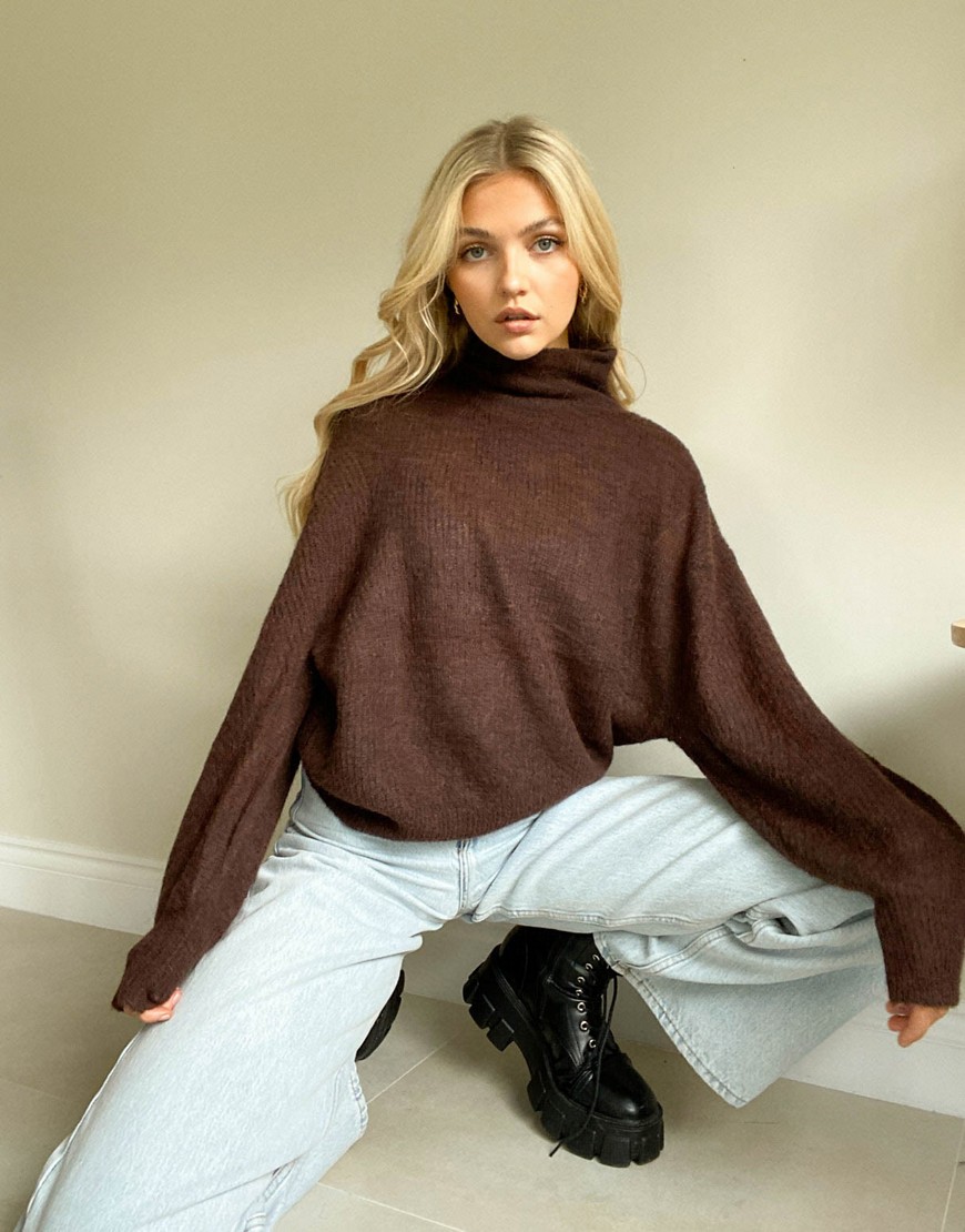 Object roll neck sweater in brown