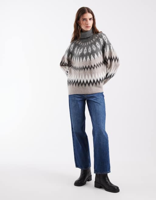 Object Rollkragen-Norwegerpullover in grau mehrfarbig, 3 von 4