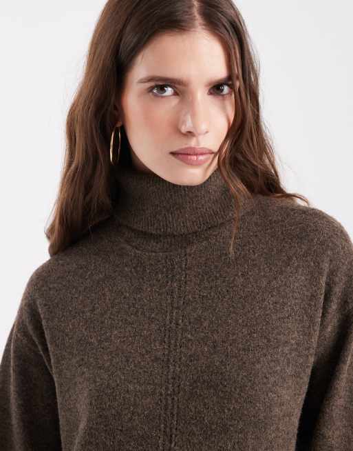 Object Rollkragen-Strick-Maxikleid in Braun, 2 von 4