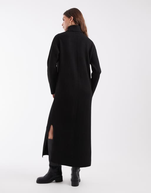 Object Rollkragen-Strick-Maxikleid in Schwarz, 4 von 4