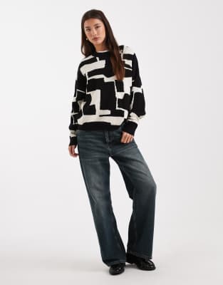 Object Round Neck Sweater In Black