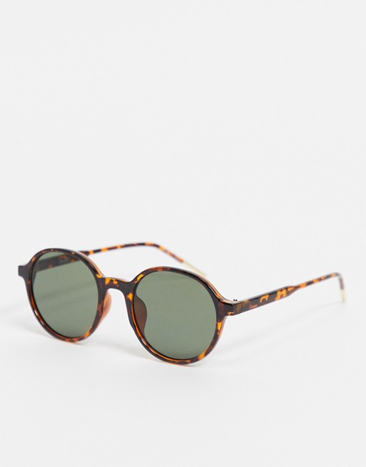 Object round sunglasses in brown