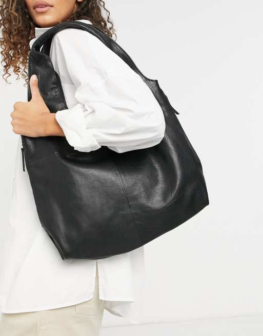 Object - Sac porté épaule en cuir avec fermeture éclair - Noir