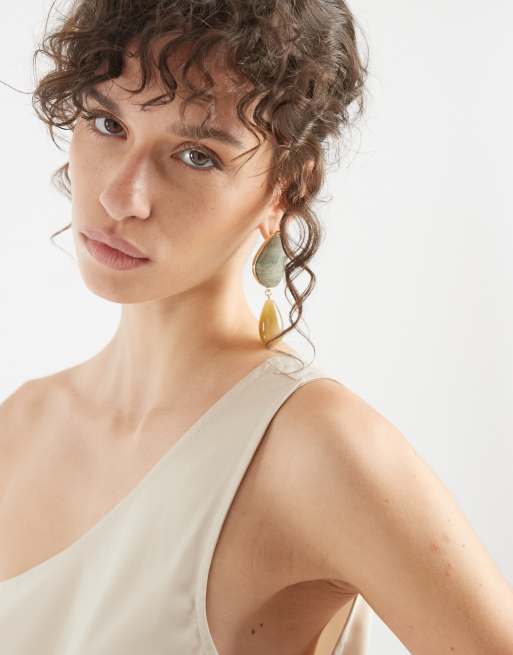 Object – Satin-Maxikleid in Sandmuschel-Beige mit One-Shoulder-Träger, 2 von 4