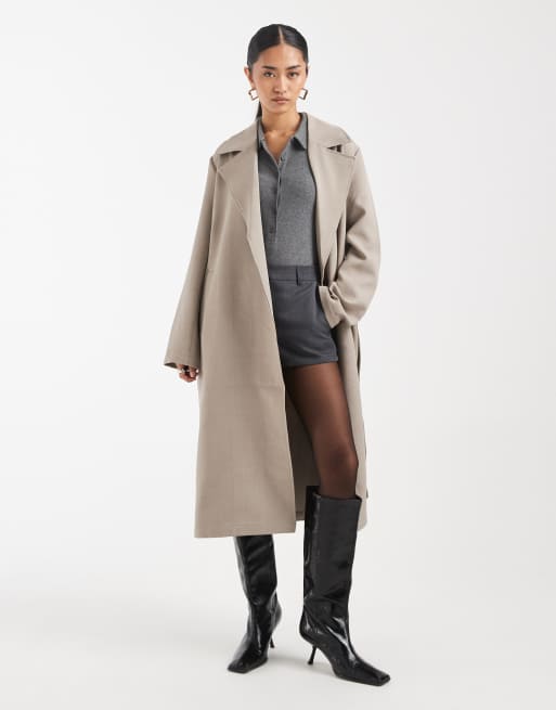 Object – Schlichter, leichter, eleganter Trenchcoat in Taupe mit Bindegürtel, 2 von 4