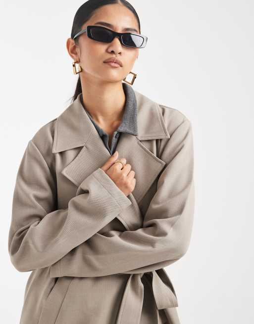 Object – Schlichter, leichter, eleganter Trenchcoat in Taupe mit Bindegürtel, 4 von 4