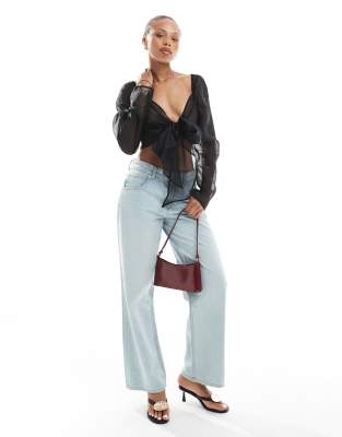 Object Sheer Organza Wrap Front Top