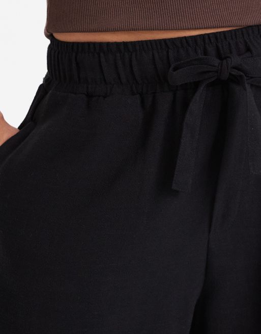 Object - Short ample aspect lin avec liens à la taille - Noir, 5 de 5