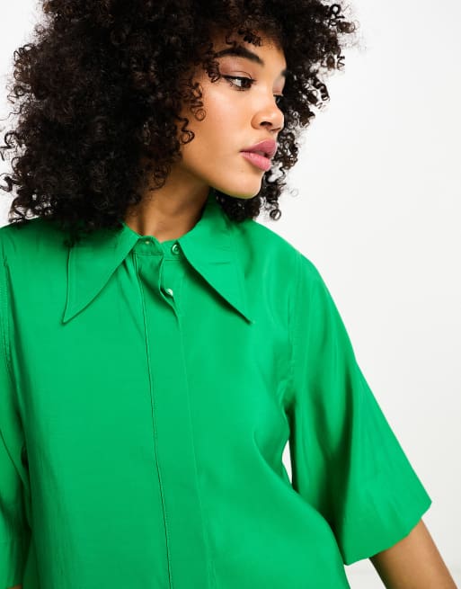 Green short sleeve 2025 button up