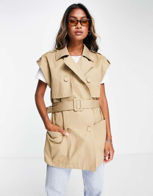 No sleeve shop trench coat