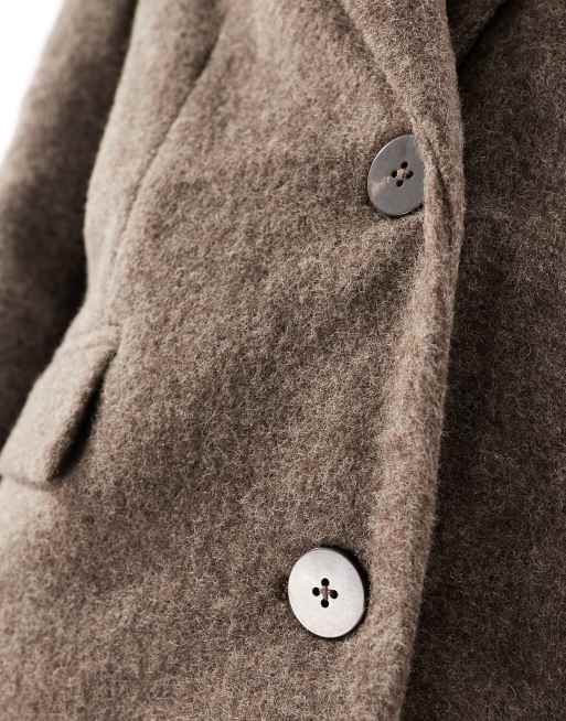 Object single breasted longline formal coat in brown melange, 3 of 4