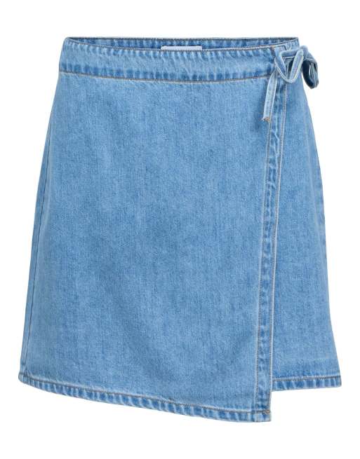 Object slå om-nederdel i lyseblå denim, 5 af 5