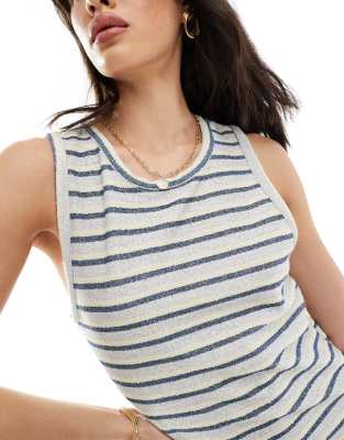Object Slubby Knit Maxi Dress In Blue