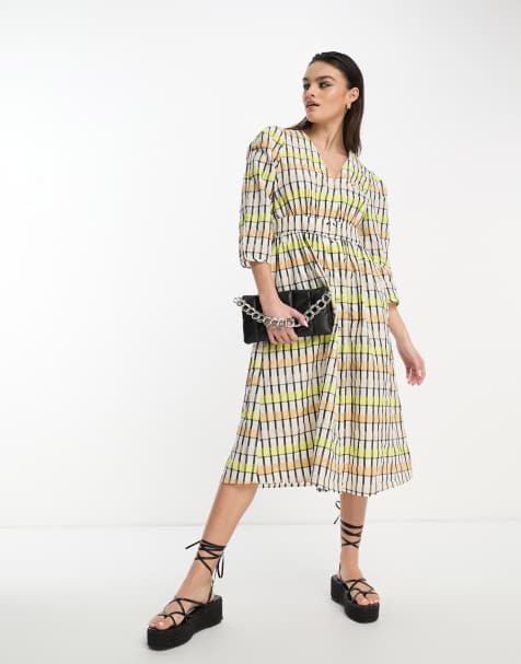 Object smock midi dress in tiled print - view 1