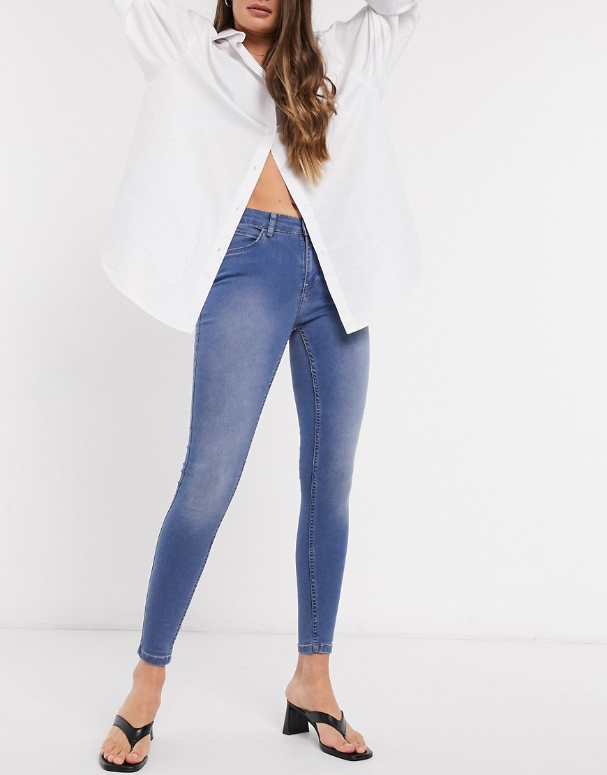 Object Sophie high wasit skinny jeans in blue-Blues