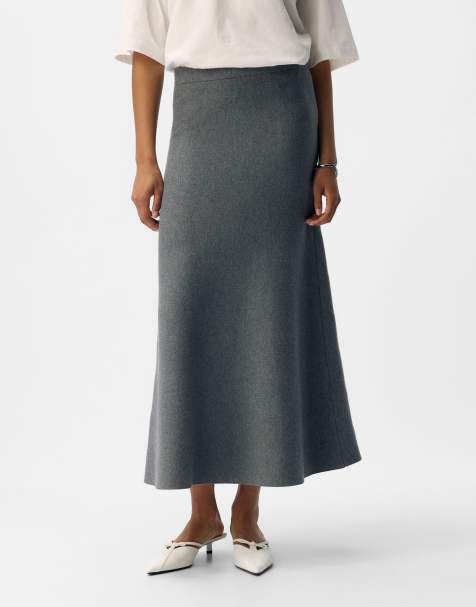 Object Maxi skirt in medium grey melange