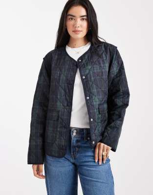 Object - Steppjacke in Dunkelgrün und Marineblau kariert