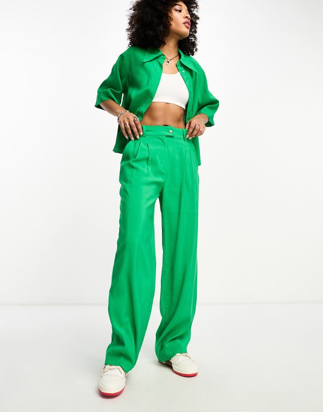 Object - straight leg trouser co-ord in bright green