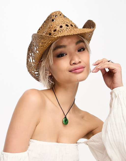 Object straw cowboy hat with black tie detail in neutral, 4 of 4