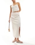 [Object] Object stretch jersey midi skirt with twist detail in off white 34 White Sand