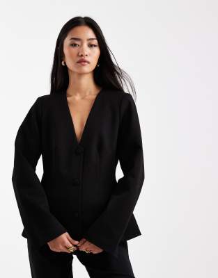 Object Stretch Tailored Cinched Waist Blazer In Black