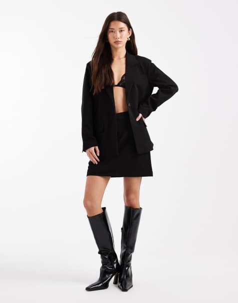 Object stretch tailored mini skirt co-ord in black - view 1