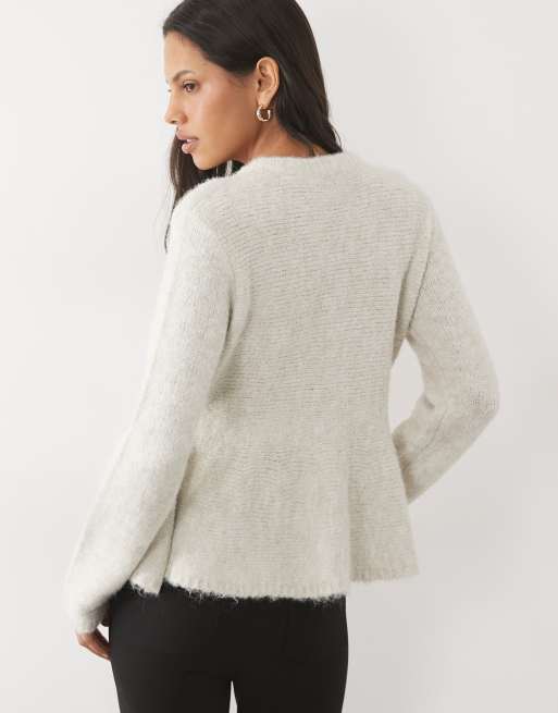 Object Strickjacke mit Schößchen in Cremeweiß, 4 von 4