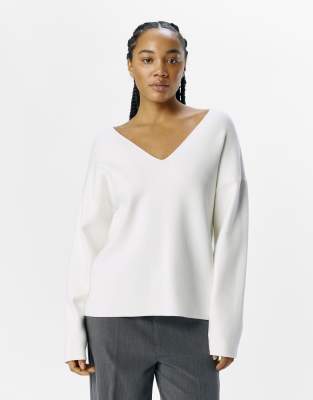 Object - Strickpullover in Cloud Dancer-Weiß