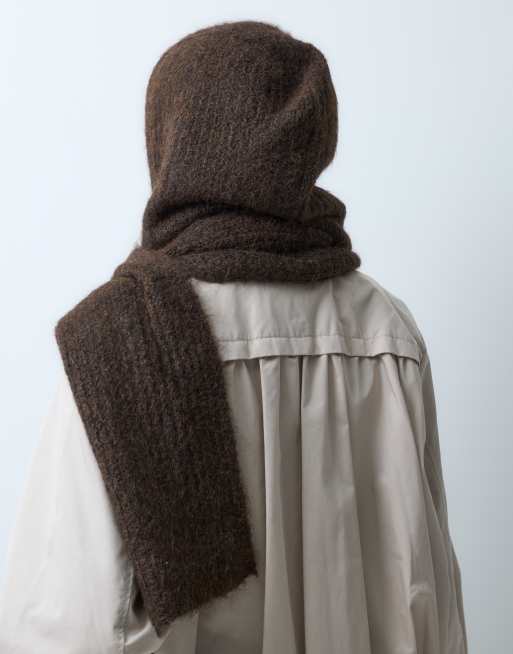 Object Strickschal mit Kapuze in braun meliert, 5 von 5