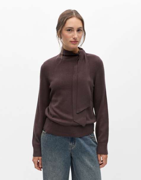 Object strikket pullover i sælbrun - view 1
